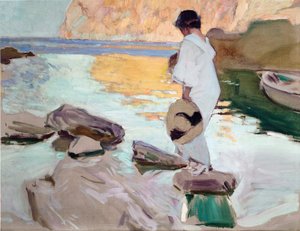 Elena ved Cala de San Vicente av Joaquín Sorolla