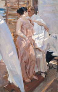 Den rosa kappen. Etter badet av Joaquín Sorolla