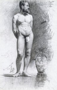 Akademisk mann naken med en gresk urne, 1883