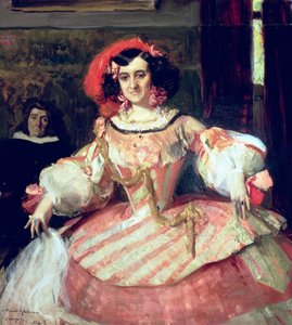 Portrett av Maria Guerrero, skuespillerinne og regissør av Teatro Espanol i Madrid av Joaquín Sorolla