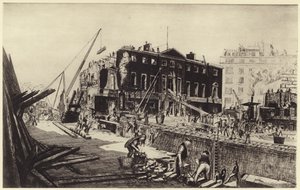 Å rive Devonshire House (litho) av Job Nixon