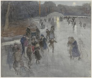 Ismoro i måneskinn, på en frossen dam i Bosch i Haag