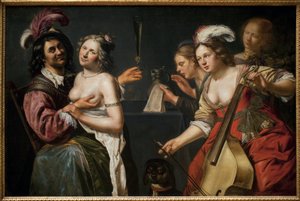 Den fortapte sønn eller "allegori over de fem sansene"". Maleri av Johannes Baeck (ca. 1600-1654), olje på lerret av Johan Baeck
