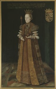 Marguerite Lejonhufvud, reine consort de Sweden, seconde epouse de Gustave I Vasa - Queen Margaret Leijonhufvud of Sweden (1516-1551), av Uther, Johan Baptista van (aktiv 1562-1597). Olje på lerret. Mål: 195x121 cm. Nasjonalmuseet Stockholm av Johan Baptista van (active 1562 1597) Uther