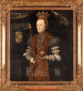 Portrett av Marguerite Lejonhufvud (nee Margareta Eriksdotter) (1516-1551), reine de Suede - Peinture de Johan Baptista van Uther (actif 1562-1597), huile sur toile (102x90 cm) av Johan Baptista van (active 1562 1597) Uther