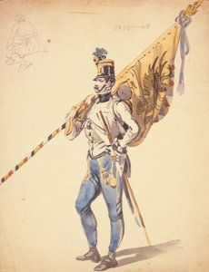 En offiser med en bataljonsfarge av et ungarsk infanteriregiment, 1835-1848, 1800-tallet