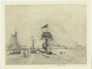 Kai ved Honfleur av Johan Barthold Jongkind