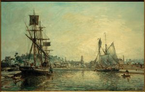 Honfleur havn av Johan Barthold Jongkind