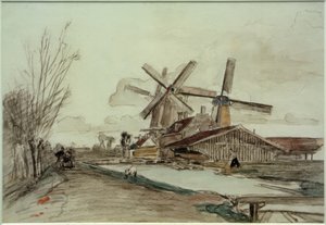 Stolk Mills, Rotterdam av Johan Barthold Jongkind