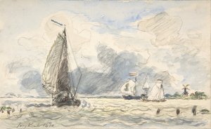 Dutch Fishing Boats, Verso: Sketches of Boats, 1870. av Johan Barthold Jongkind