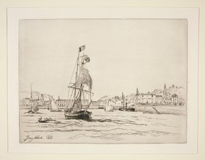 Inngang til havnen i Honfleur av Johan Barthold Jongkind
