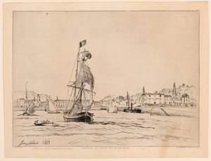 Inngang til havnen i Honfleur av Johan Barthold Jongkind