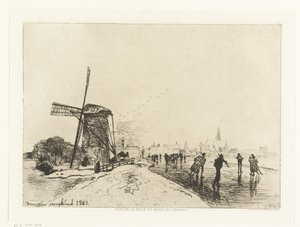 Utsikt over Maassluis Vue de la ville de Maaslins (Hollande) (serietittel) av Johan Barthold Jongkind