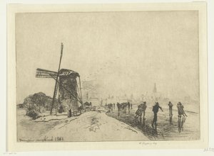 Utsikt over Maassluis Vue de la ville de Maaslins (Hollande) (tittel på objekt) av Johan Barthold Jongkind