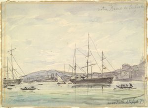 Havnescene, Marseille av Johan Barthold Jongkind