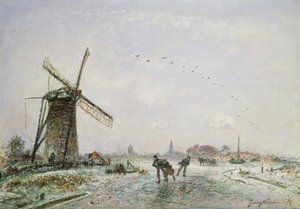 Skøyteløpere i Holland, 1872 av Johan Barthold Jongkind