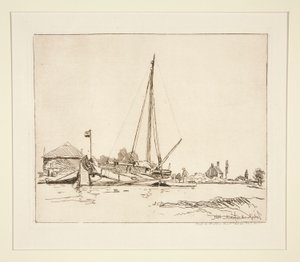 La Barque amar?e (Den fortøyde båten) av Johan Barthold Jongkind