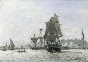 Store seilbåter på Honfleur av Johan Barthold Jongkind