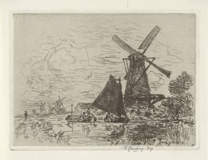 Vindmøller nær Rotterdam av Johan Barthold Jongkind