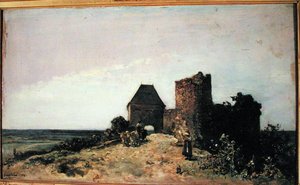 Ruinene av Chateau de Rozemont (Nievre) 1861 av Johan Barthold Jongkind