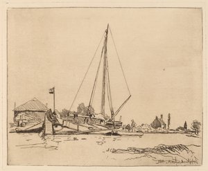 Den fortøyde båten (La Barque amarree) av Johan Barthold Jongkind