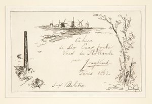 Tittel på notatboken med seks etsninger av Johan Barthold Jongkind