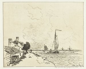 To seilskuter Seks nederlandske ansikter (serietittel) av Johan Barthold Jongkind