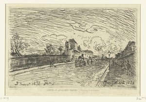 Utgang fra Cochin Hospital (Faubourg Saint-Jacques, Paris) Sortie de la Maison Cochin (Faubourg Saint-Jacques) (tittel på objekt) av Johan Barthold Jongkind