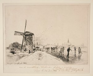 Utsikt over byen Maaslins (Holland) av Johan Barthold Jongkind
