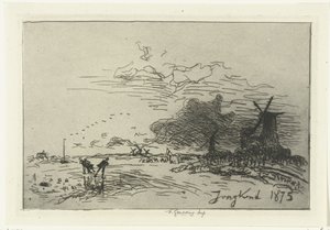 Vinterlandskap nær Rotterdam av Johan Barthold Jongkind
