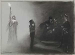 Design for illustrasjon i De Amsterdammer: Russlands nederlag til sjøs, 4. juni 1905