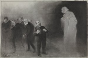 Design for illustrasjon i De Amsterdammer: The forgetting of Schimmel i den Stadschouwburgs nyttårsønske, 13. januar 1907