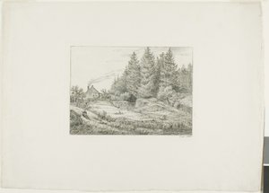 Våningshus i en eviggrønn skog av Johan Christian Dahl
