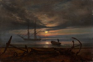 Dansk kyst i måneskinn av Johan Christian Dahl