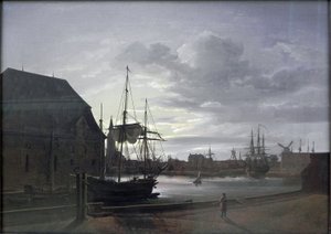Frederiksholmkanalen i København med Christian IVs bryggeri av Johan Christian Dahl
