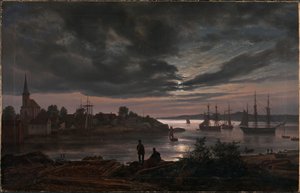 Larvik i måneskinn av Johan Christian Dahl