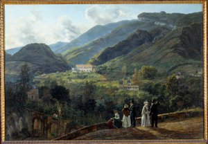 Kasinoet Reale de Quisiana i Castellammare med hoffet i Danmark. Maleri av Johan Dahl (1788-1857) av Johan Christian Dahl
