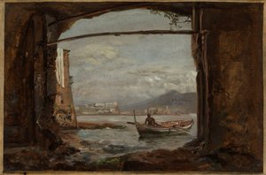 Utsikt fra en grotte nær Posillipo av Johan Christian Dahl