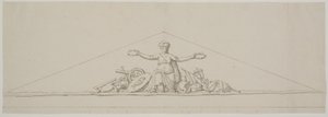 Utkast til et pediment som symboliserer velstand. av Johan Christoph Petzold
