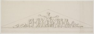 Utkast til et pediment, som symboliserer velstand, med putti av Johan Christoph Petzold