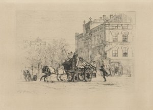 Utsikt over Weesperplein med en brannbil av Johan Conrad Greive