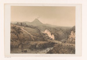 Landskap nær Malang Landskap i Malangsche; Residence Pasoeroean Landscape in Malangsche (tittel på objekt) Java etter malerier og tegninger av A. Salm (serietittel)