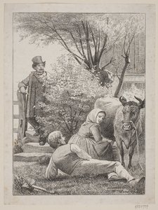 "Sidstille med din røde ku", tittelblad for Chr. Winthus "Tresnitt" av Johan Frederik Rosenstand