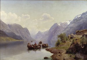 Brudeeskorte på Hardangerfjorden, 1865
