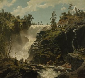 Landskap med foss