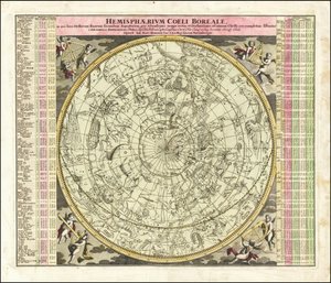 1730 himmelkart over den nordlige halvkule av Johan Gabriel Doppelmayr
