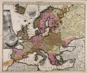 Totale solformørkelser med forsinkelse d. 12. mai 1706 Et kart over Europa, der det sentrale skyggerommet og de resterende størrelsene var egnet for sine respektive lokasjoner, ble lansert fra observasjonene av berømte menn ved hjelp av en parallellbue. av Johan Gabriel Doppelmayr