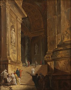 A Temple Staircase, ca. 1783 (olje på lerret) av Johan Gottlob Brusell