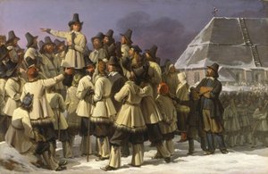 Kong Gustav Vasa av Sverige tiltaler menn fra Dalarna i Mora, 1836