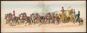 Masquerade of the Delft Students, 1857 (plate 3) Utkledd prosesjon holdt av medlemmene av Delft studentkorps den 5. mai 1857, som viser Garebeg-prosesjonen til sultanen av Djokjokarta og de mest karakteristiske typene fra Nederland.